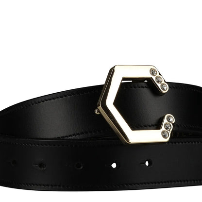 Black-Gold - Side - Coldstream Hutton Diamante Leather Waist Belt
