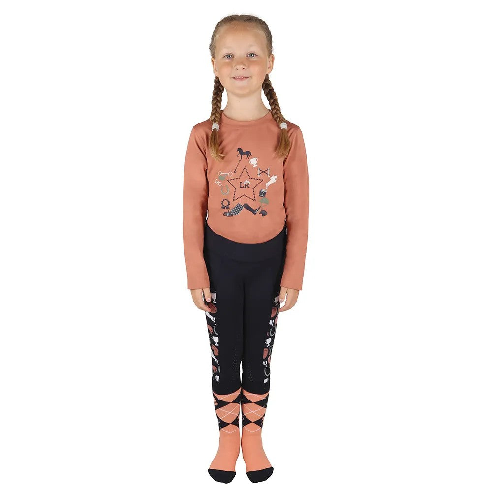 Navy-Blush - Front - Little Rider Childrens-Kids Pony Passion Horse Riding Tights