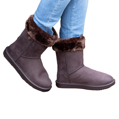Chocolate - Lifestyle - Hy Childrens-Kids Chisworth Faux Fur Waterproof Ankle Boots