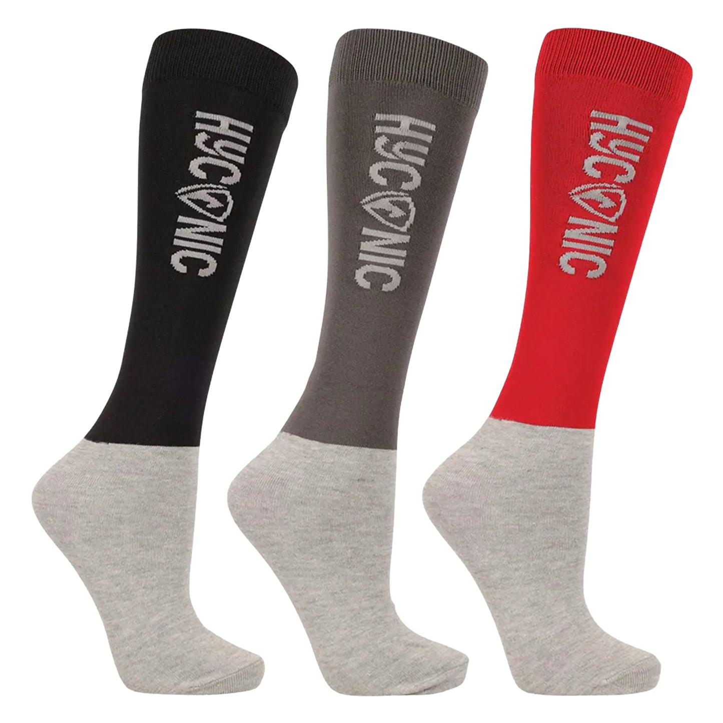 Red-Black - Front - HYCONIC Unisex Adult Contrast Socks (Pack of 3)