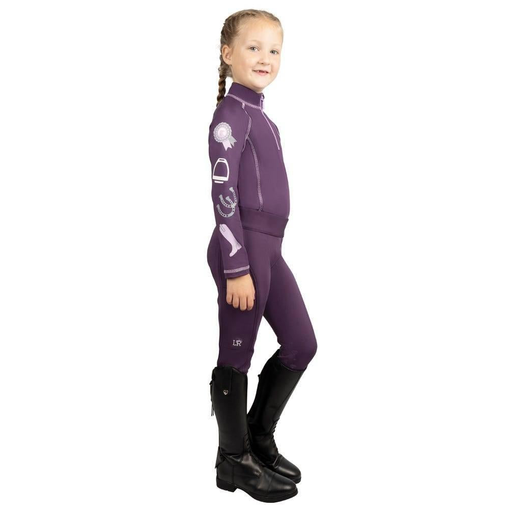 Purple - Back - Little Rider Childrens-Kids Giddy Up Gymkhana Riding Tights