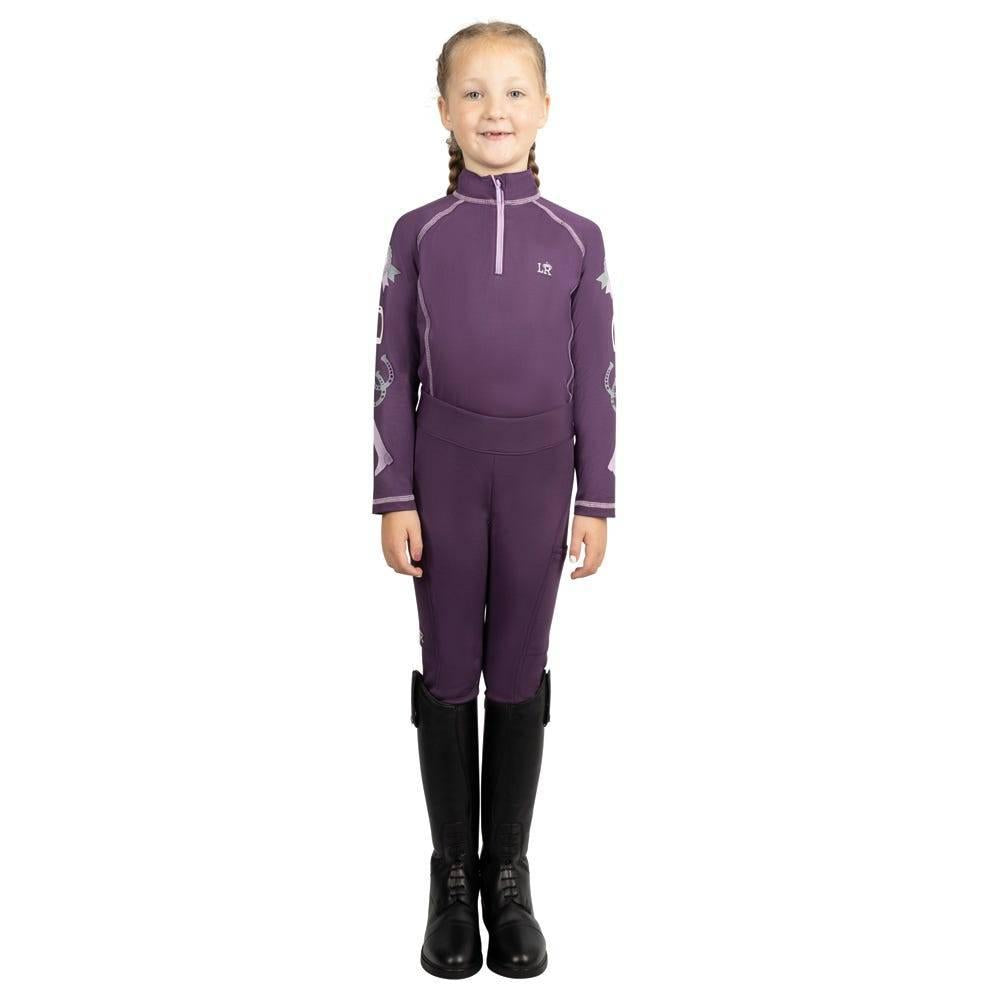 Purple - Front - Little Rider Childrens-Kids Giddy Up Gymkhana Riding Tights