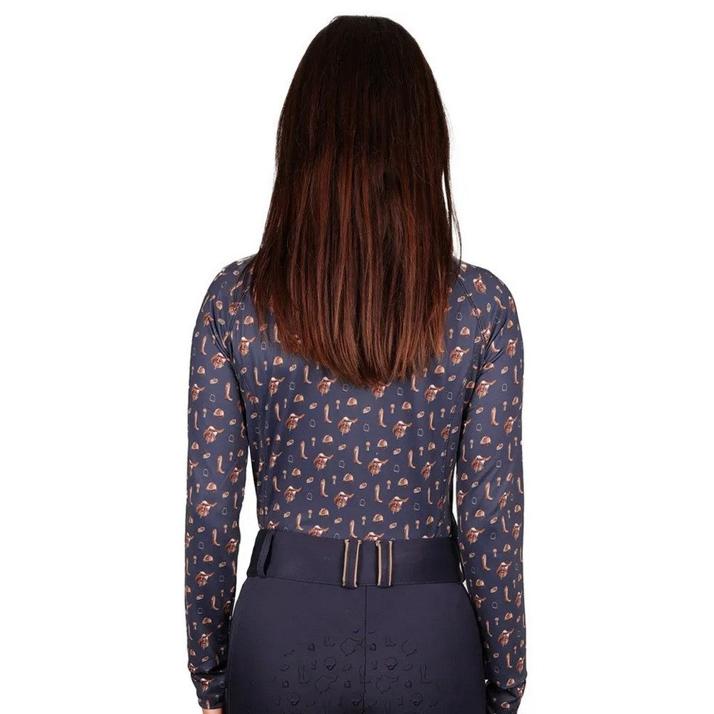 Navy-Fossil - Back - Hy Womens-Ladies Elevate Country Base Layer Top