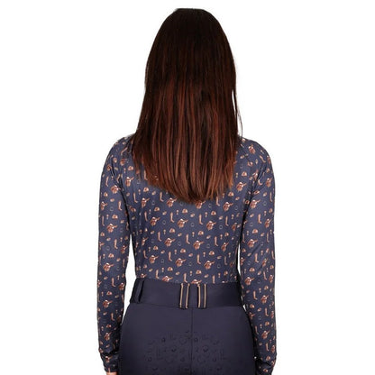 Navy-Fossil - Back - Hy Womens-Ladies Elevate Country Base Layer Top