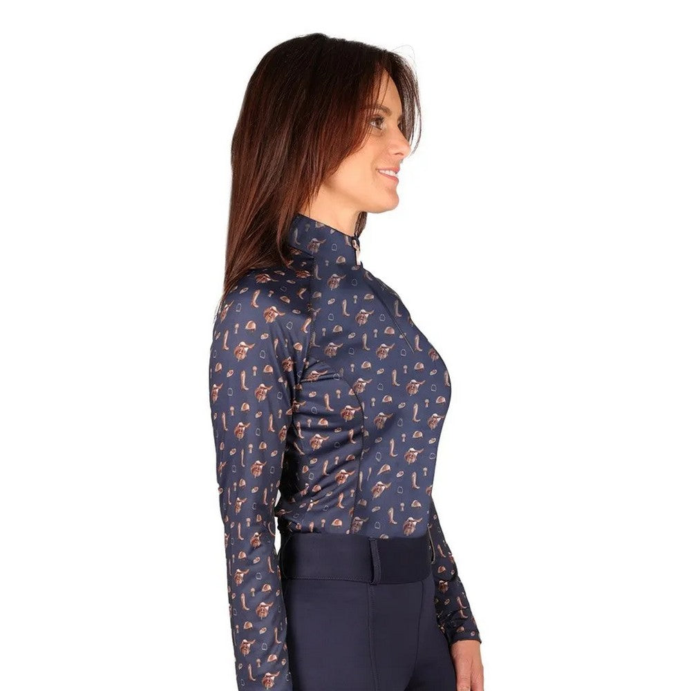 Navy-Fossil - Front - Hy Womens-Ladies Elevate Country Base Layer Top