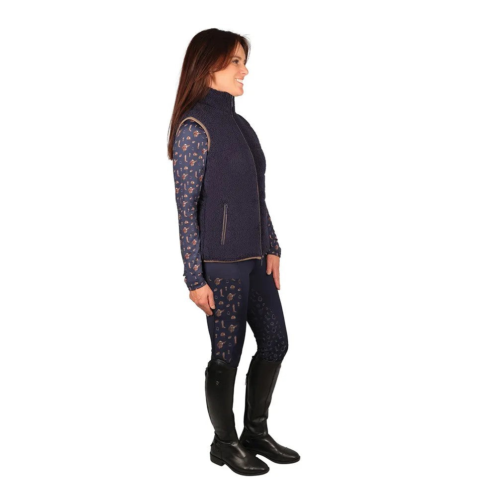 Navy - Side - Hy Womens-Ladies Elevate Country Teddy Fleece Gilet