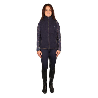 Navy - Pack Shot - Hy Womens-Ladies Elevate Country Teddy Fleece Gilet