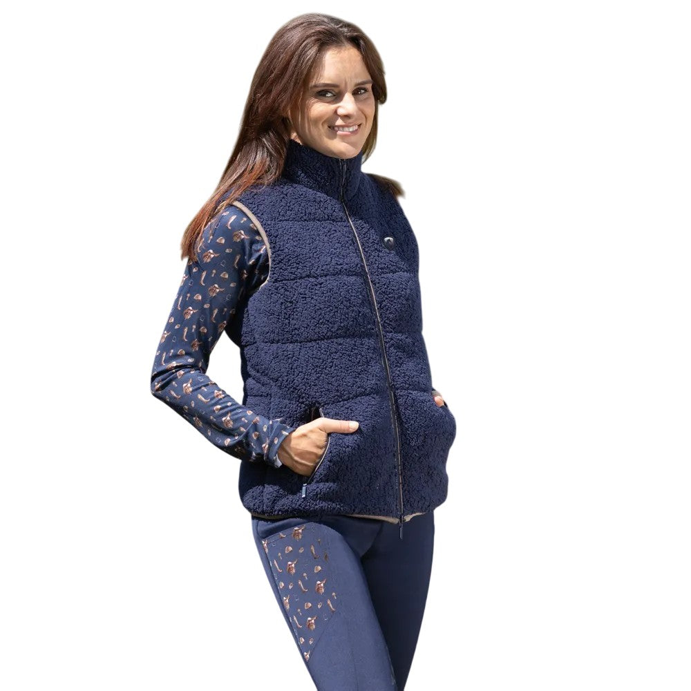 Navy - Front - Hy Womens-Ladies Elevate Country Teddy Fleece Gilet