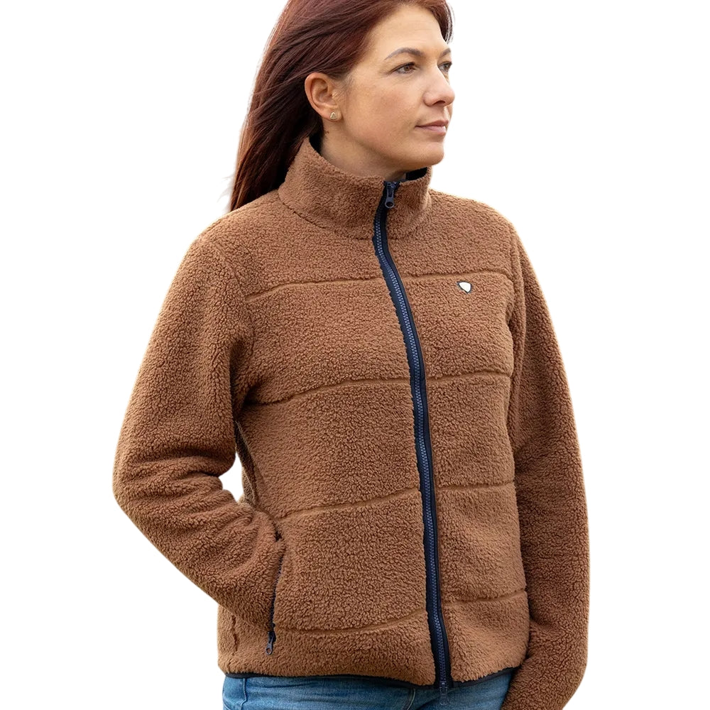 Brown - Side - Hy Womens-Ladies Teddy Fleece Jacket