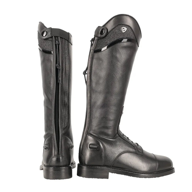 Black - Side - Hy Childrens-Kids Atrani Leather Long Riding Boots