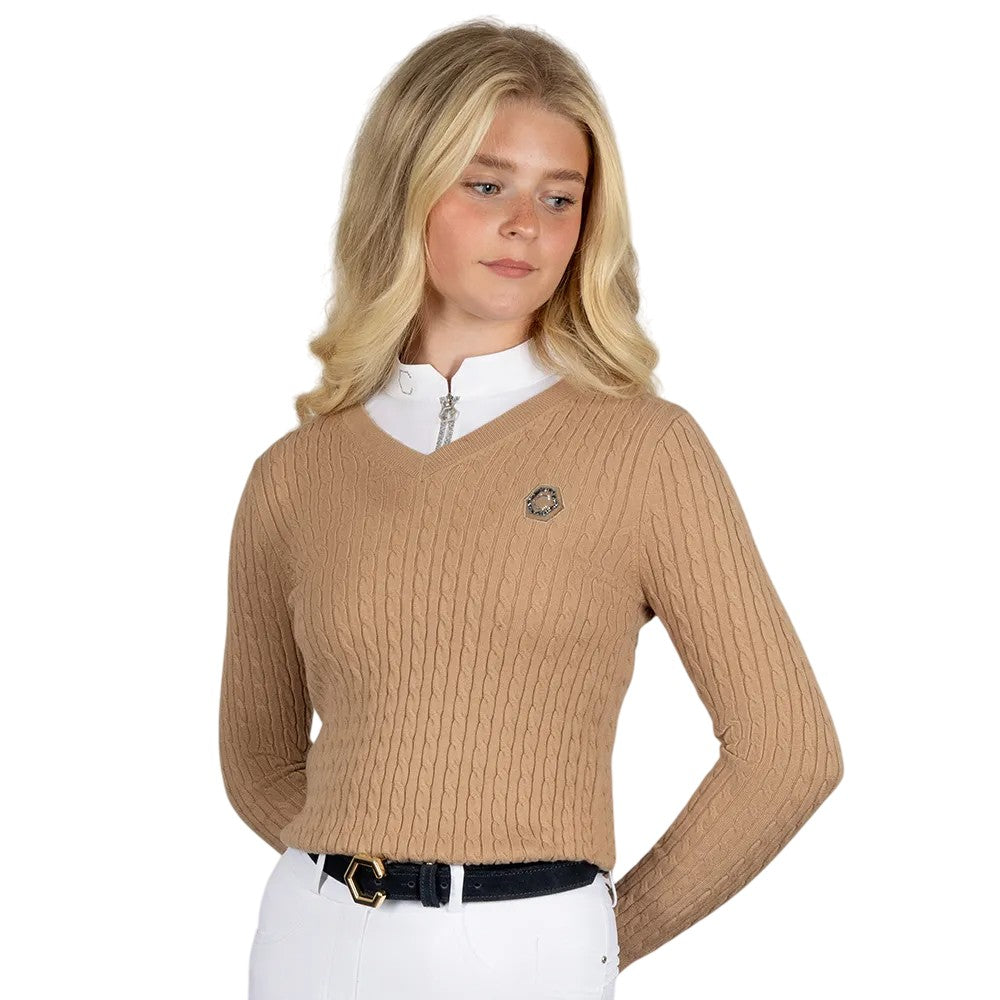 Champagne - Front - Coldstream Womens-Ladies Clarkston Knitted V Neck Jumper
