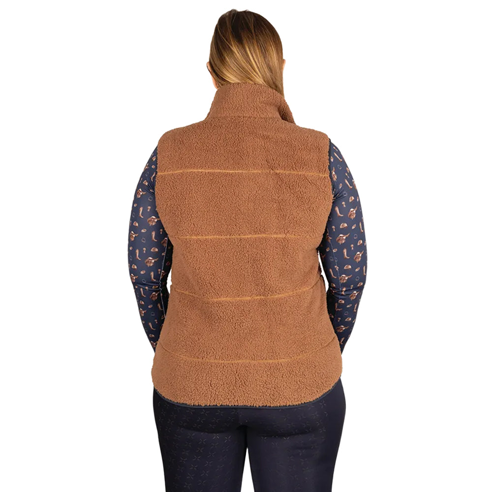 Brown - Back - Hy Womens-Ladies Elevate Teddy Fleece Gilet