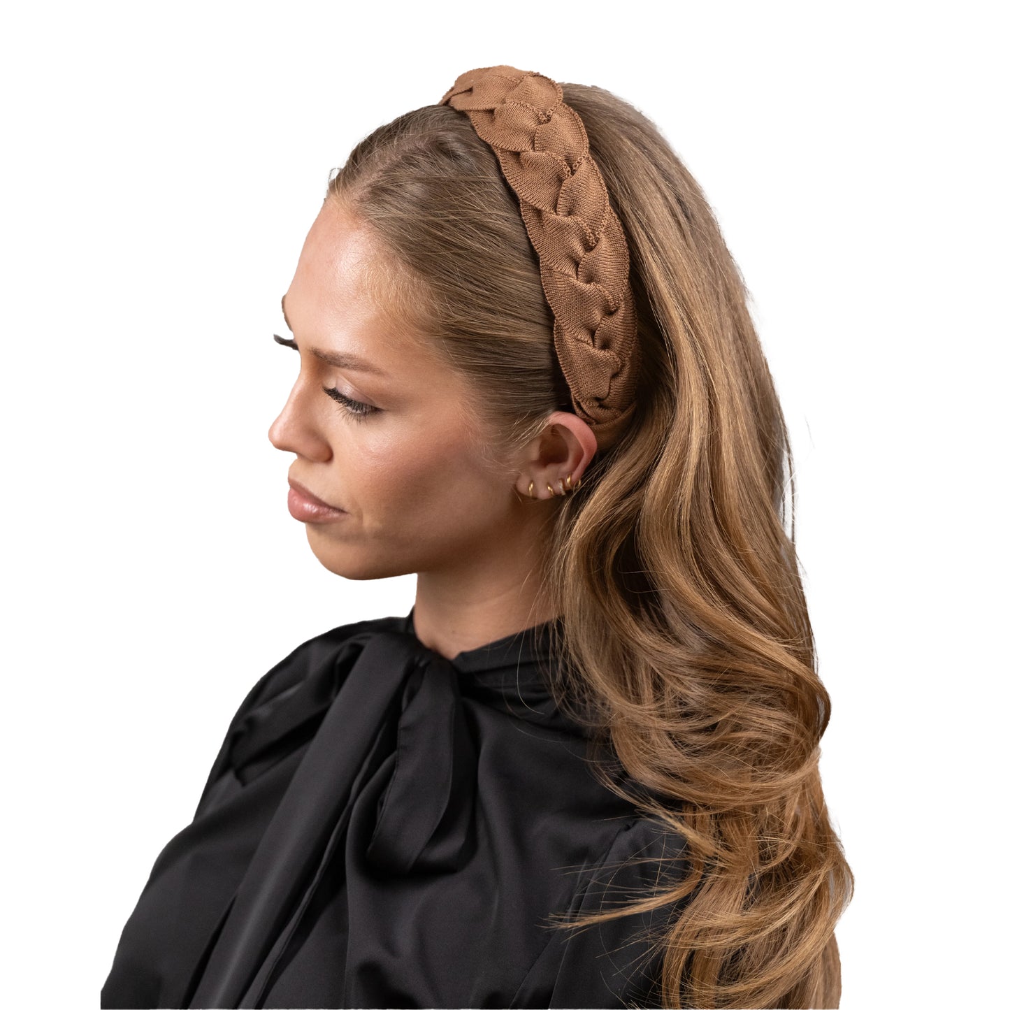 Tan - Back - Waring Brooke Womens-Ladies Plain Plait Headband