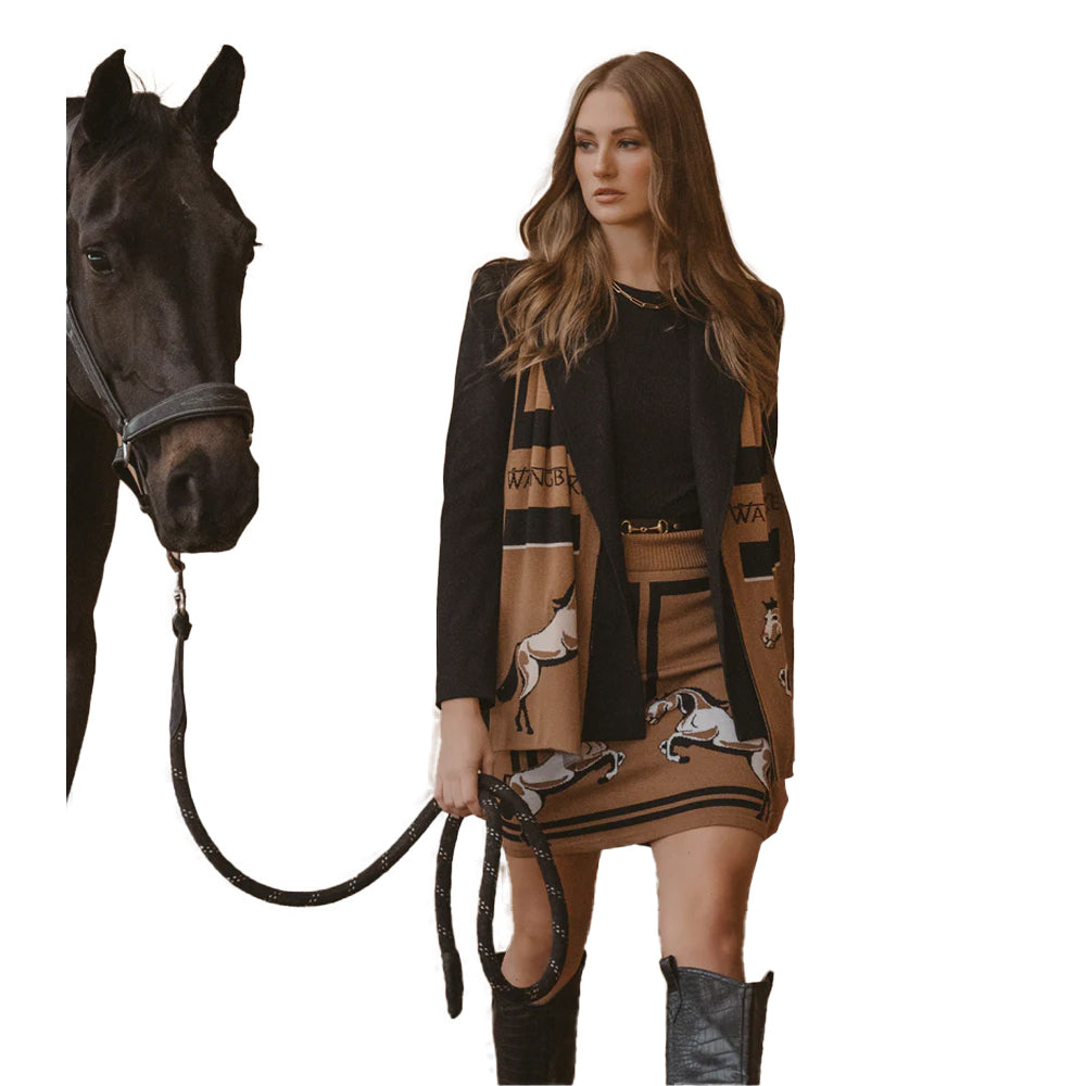 Tan - Back - Waring Brooke Unisex Adult Horse Scarf