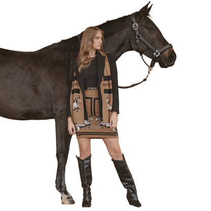 Tan - Side - Waring Brooke Unisex Adult Horse Scarf