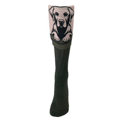 Black Olive - Back - Waring Brooke Unisex Adult Labrador Boot Socks