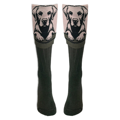 Black Olive - Front - Waring Brooke Unisex Adult Labrador Boot Socks