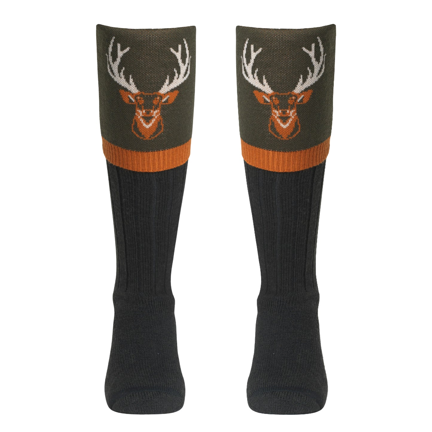 Olive - Front - Waring Brooke Unisex Adult Majestic Stag Boot Socks