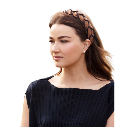 Navy-Tan - Lifestyle - Waring Brooke Signature Plaited Hairband