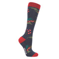 Navy-Red-Green - Side - Hy Unisex Adult Holly Christmas Boot Socks (Pack of 3)