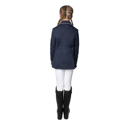 Navy - Back - Hy Childrens-Kids Roanne Horse Riding Jacket