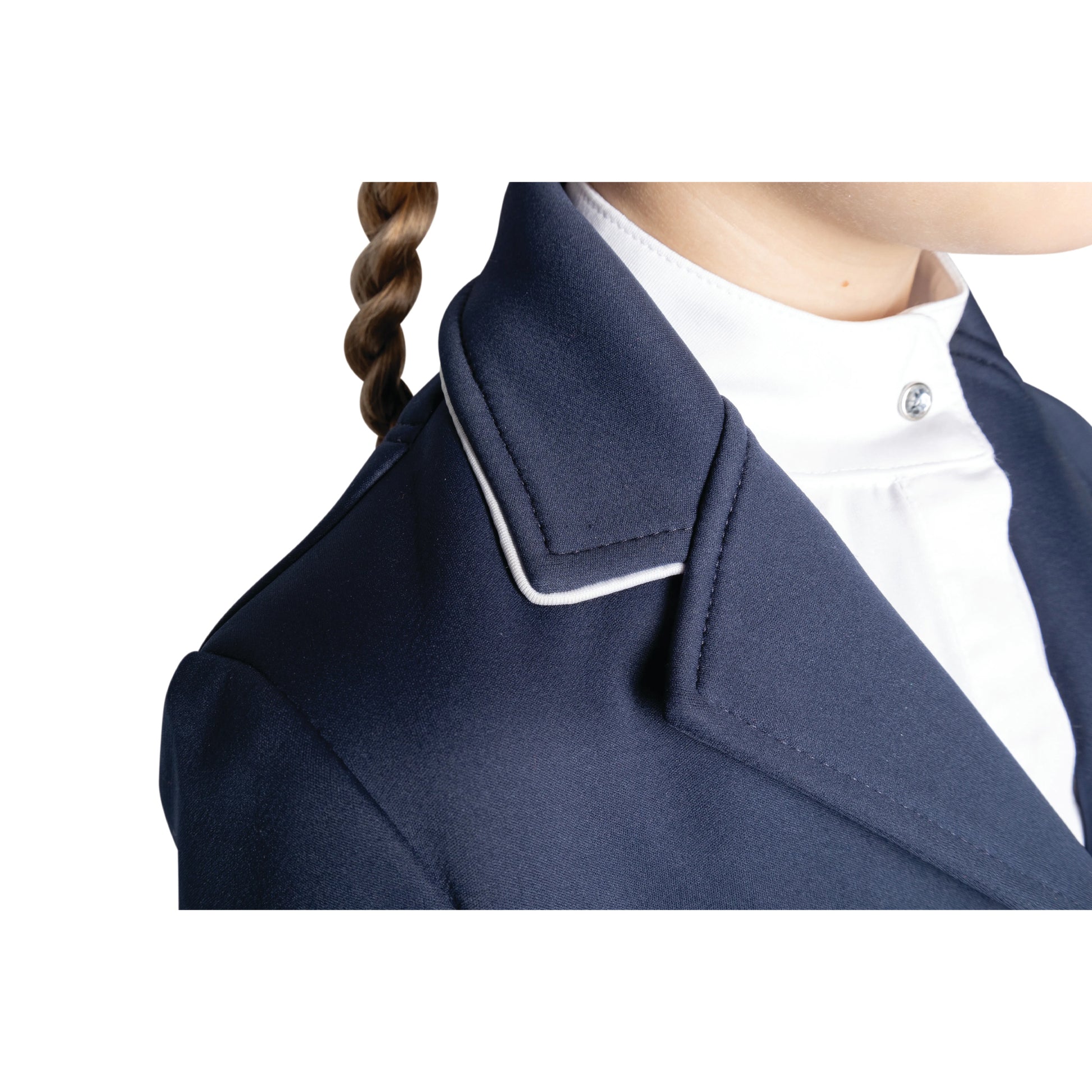 Navy - Close up - Hy Childrens-Kids Roanne Horse Riding Jacket