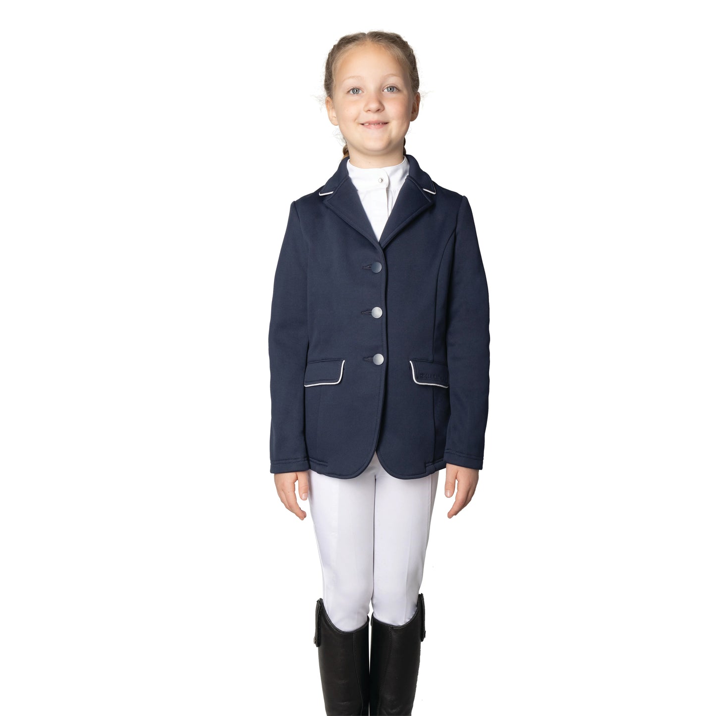 Navy - Front - Hy Childrens-Kids Roanne Horse Riding Jacket