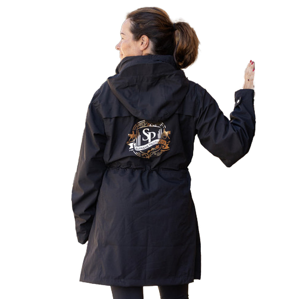 Black-Gold - Back - Supreme Womens-Ladies Active Waterproof Jacket