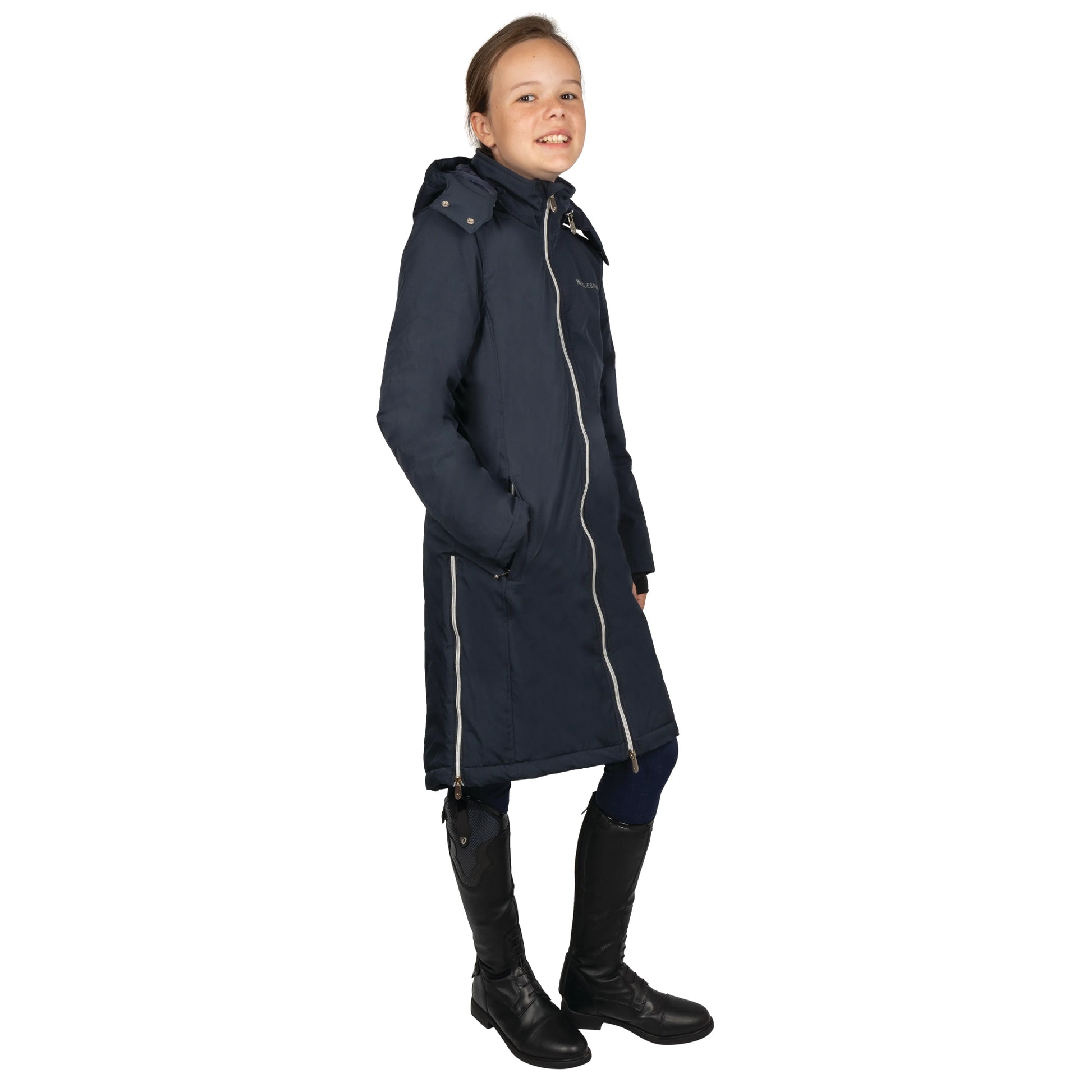 Navy - Side - Hy Childrens-Kids Elevate Mizs Guard Waterproof Jacket