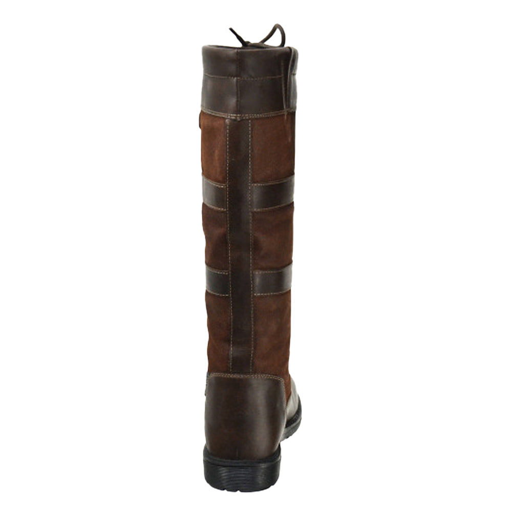 Brown - Back - Hy Womens-Ladies Hurdlow Long Buffalo Leather Country Boots