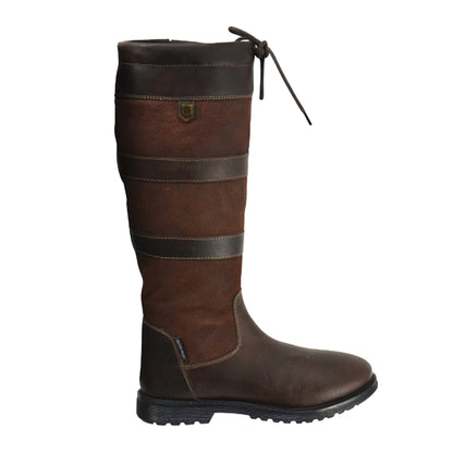 Brown - Front - Hy Womens-Ladies Hurdlow Long Buffalo Leather Country Boots