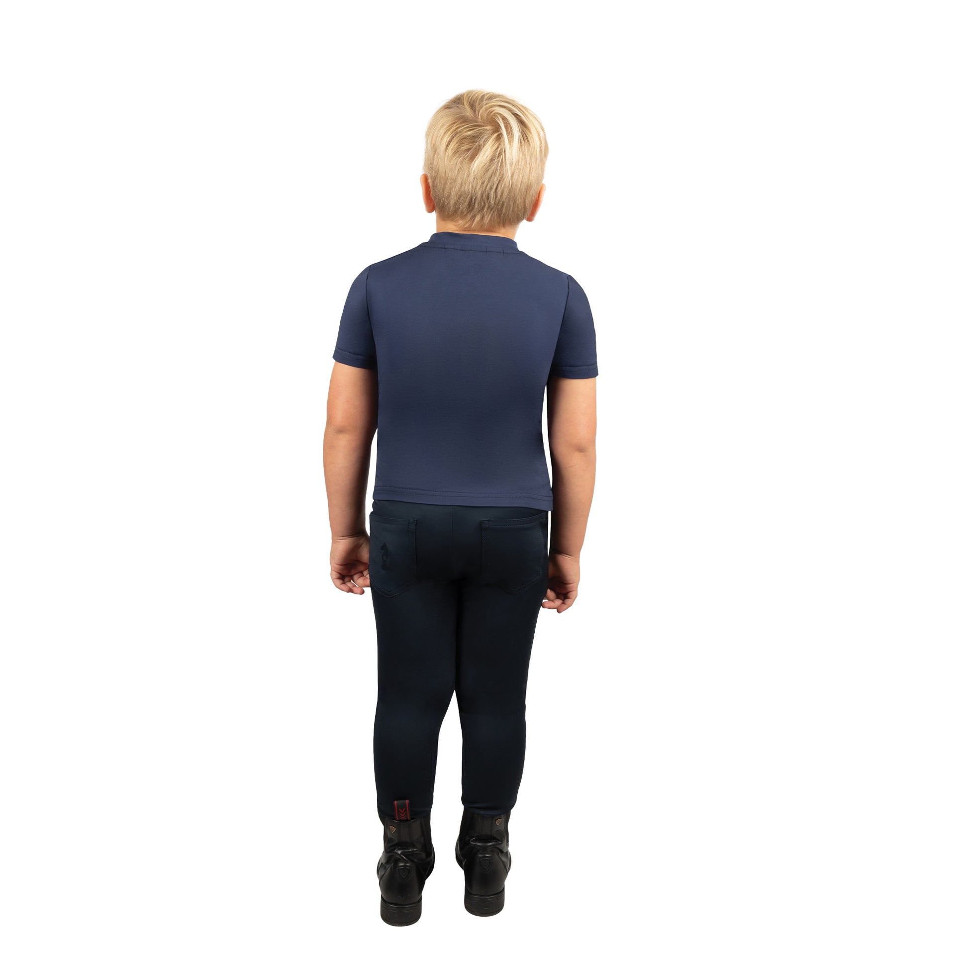 Navy - Back - Little Knight Childrens-Kids Classic Horse Riding Tights