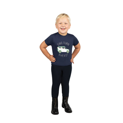 Navy - Side - Little Knight Childrens-Kids Classic Horse Riding Tights