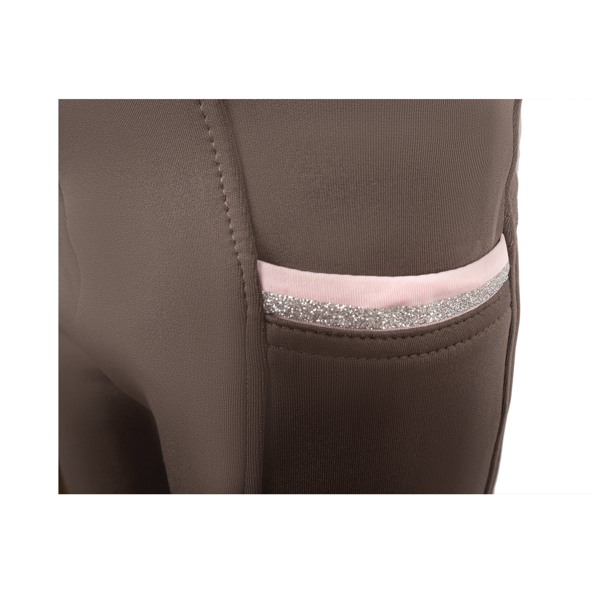 Grey-Pink - Side - Little Rider Girls Lucky Horse Riding Tights