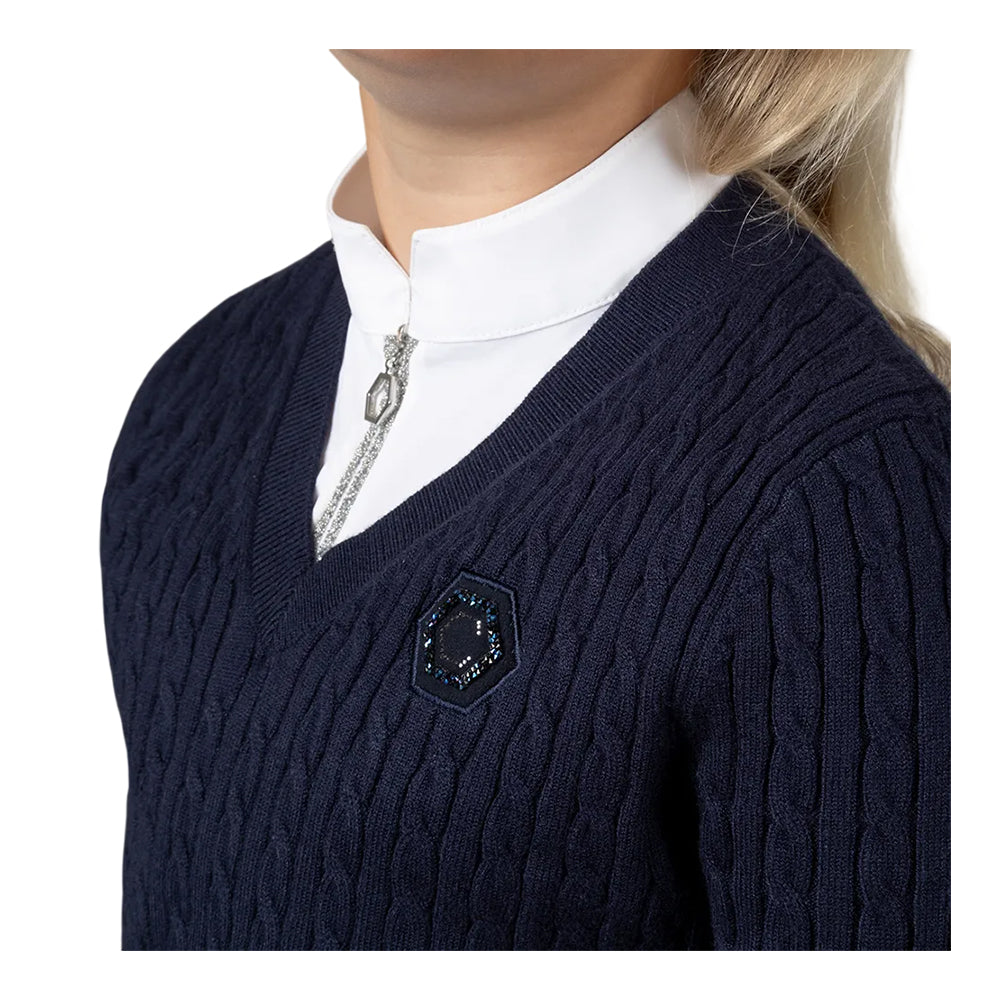 Black - Side - Coldstream Girls Next Generation Clarkston Knitted V Neck Jumper