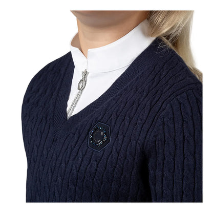 Black - Side - Coldstream Girls Next Generation Clarkston Knitted V Neck Jumper