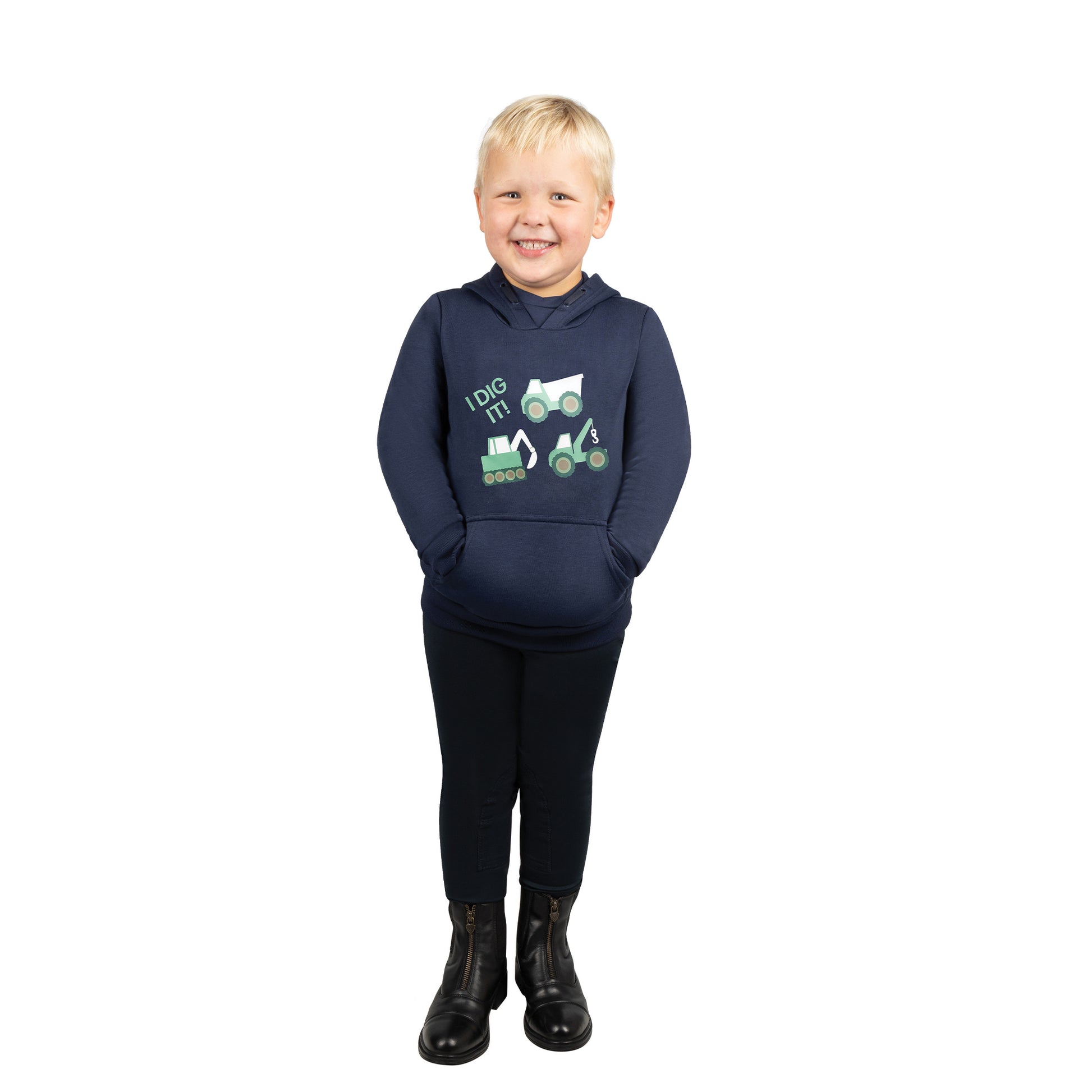 Navy - Front - Little Rider Boys I Dig It Hoodie