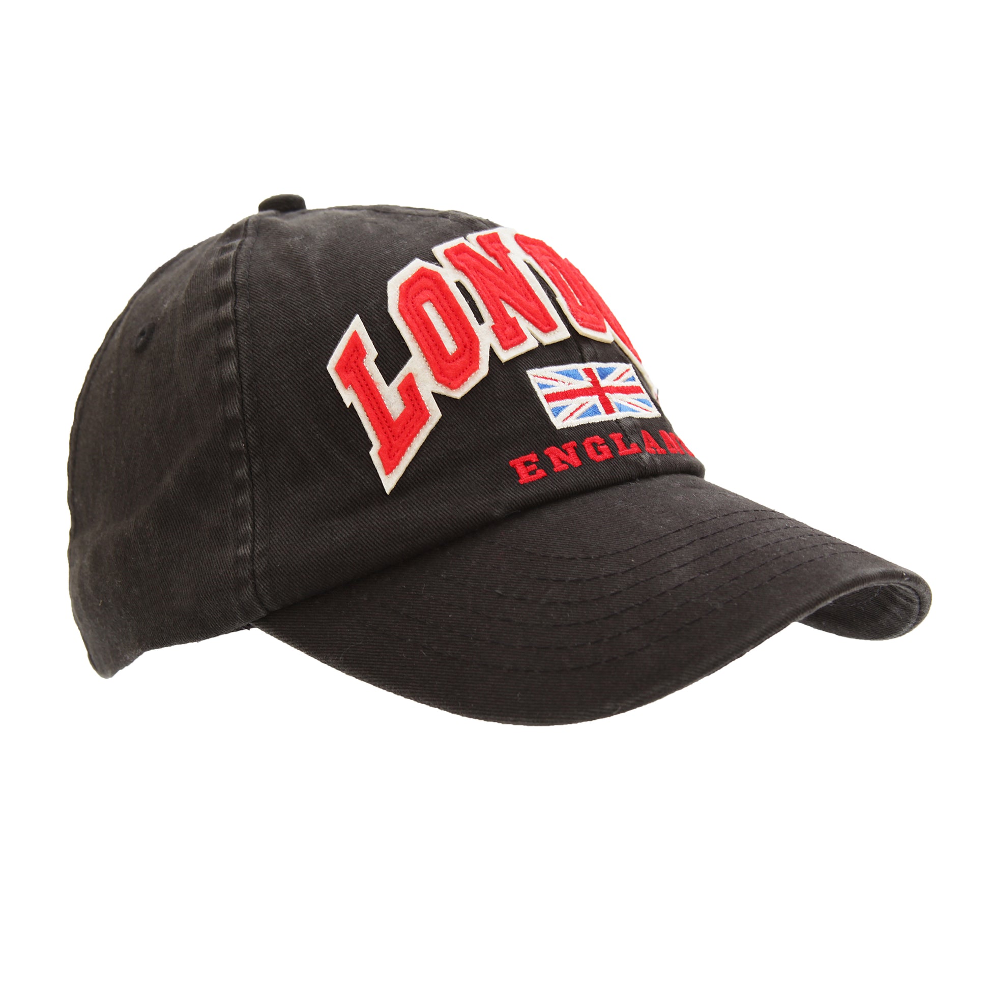 Black - Front - Mens London England Union Jack 3D Retro Design Baseball Cap