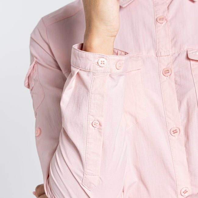 Pink Clay - Close up - Craghoppers Womens-Ladies NosiLife Adventure II Long Sleeved Shirt