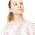 Raspberry-Lime Green Stripe - Back - Craghoppers Girls NosiLife Expert Paola Walking T-Shirt