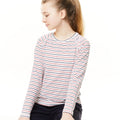 Navy-Pompeian Red Stripe - Side - Craghoppers Girls NosiLife Expert Paola Walking T-Shirt