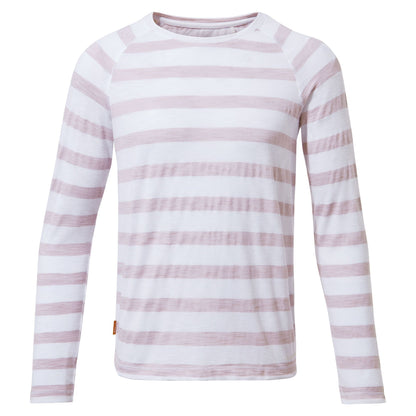 Brushed Lilac Stripe - Front - Craghoppers Girls NosiLife Expert Paola Walking T-Shirt