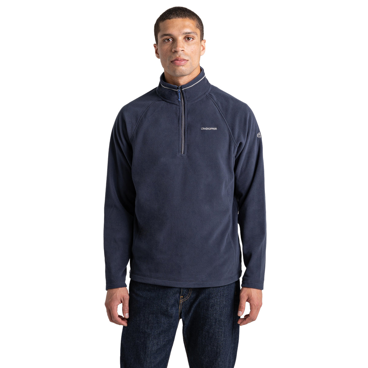 Dark Navy-Blue Navy Marl - Pack Shot - Craghoppers Mens Corey VI Half Zip Fleece Top