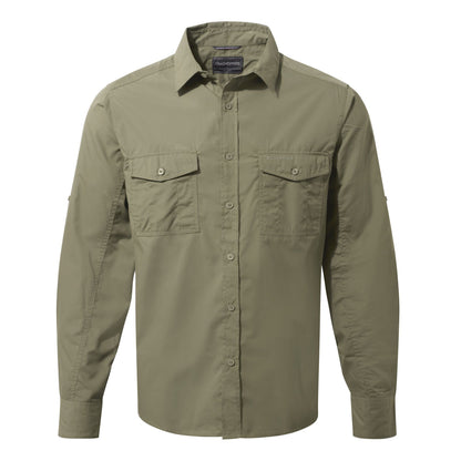 Pebble Grey - Front - Craghoppers Mens Kiwi Long-Sleeved Shirt