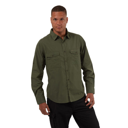 Cedar Green - Close up - Craghoppers Mens Kiwi Long-Sleeved Shirt