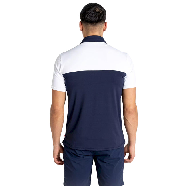 Optic White-Blue Navy - Side - Craghoppers Mens Pro Stripe Nosilife Polo Shirt