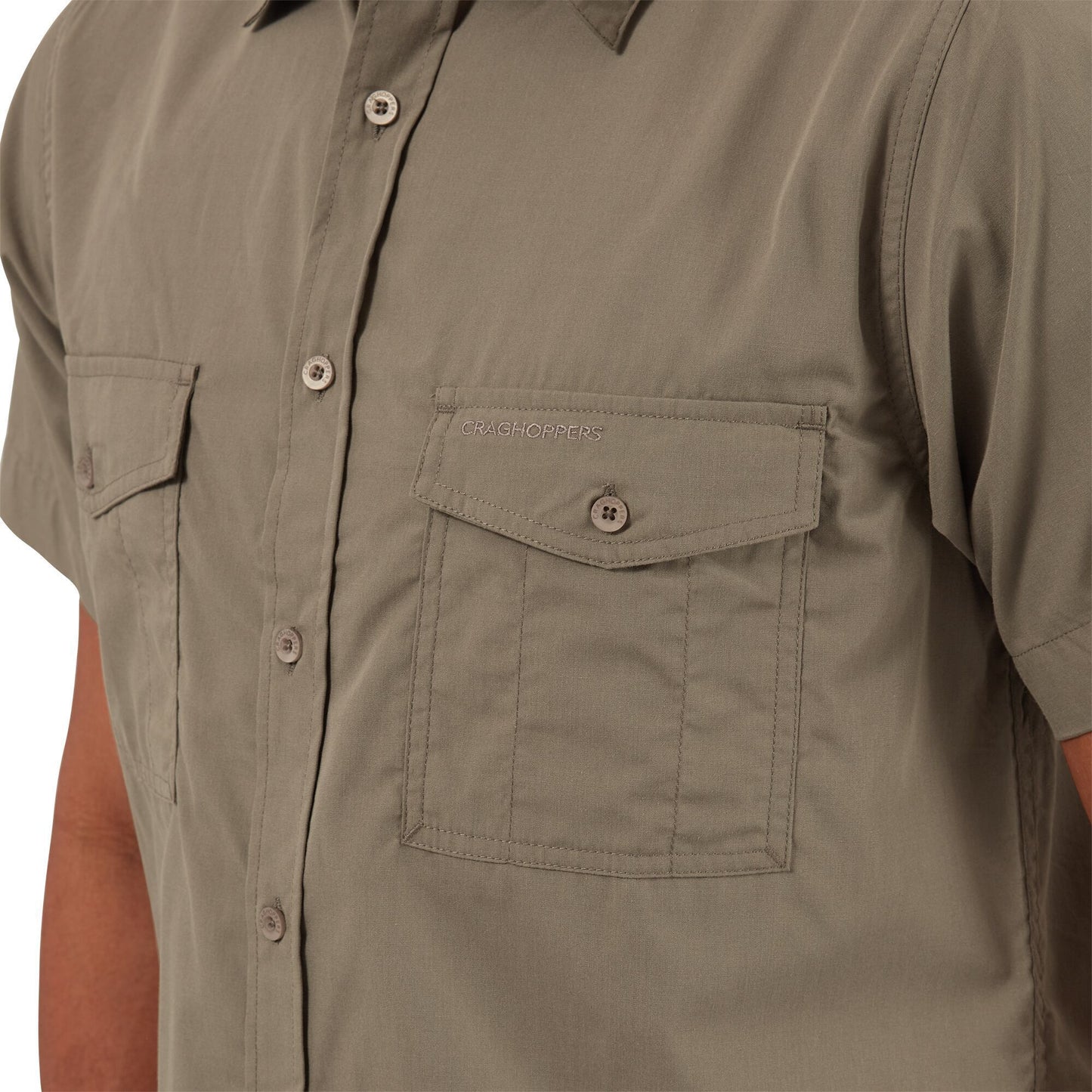 Pebble Grey - Pack Shot - Craghoppers Mens Kiwi Short-Sleeved Shirt