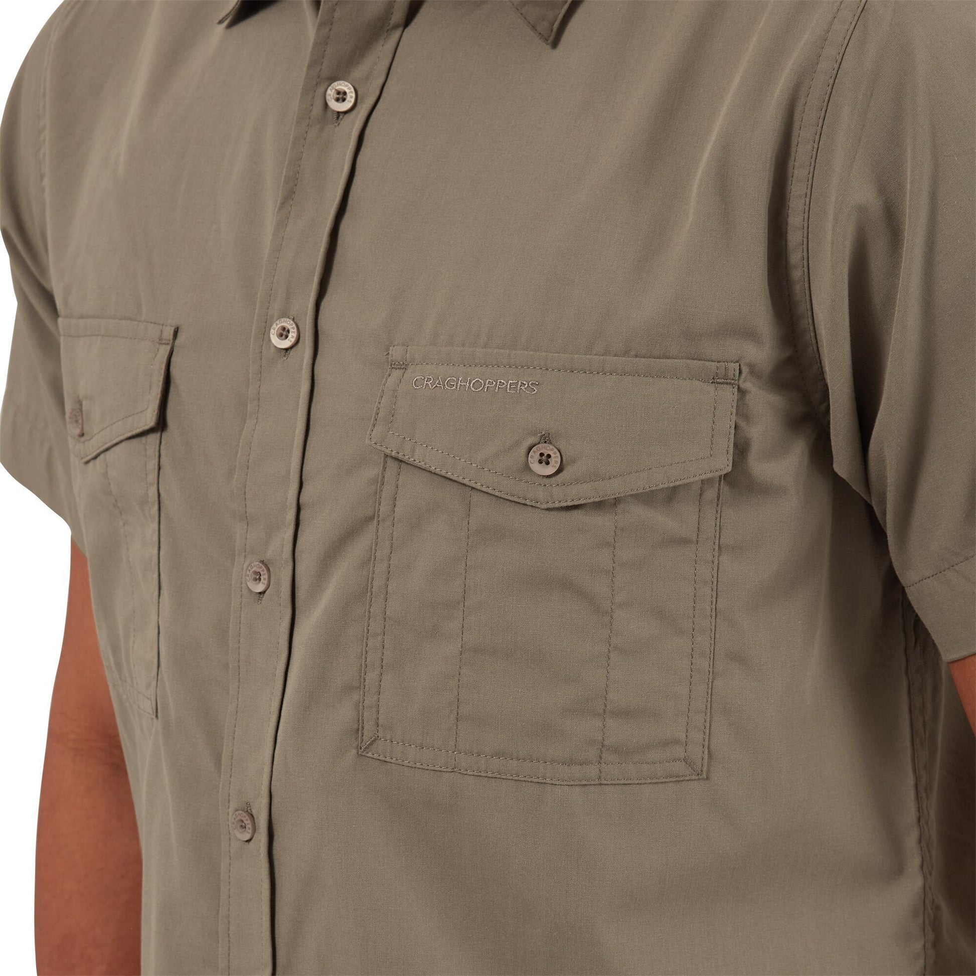 Pebble Grey - Pack Shot - Craghoppers Mens Kiwi Short-Sleeved Shirt