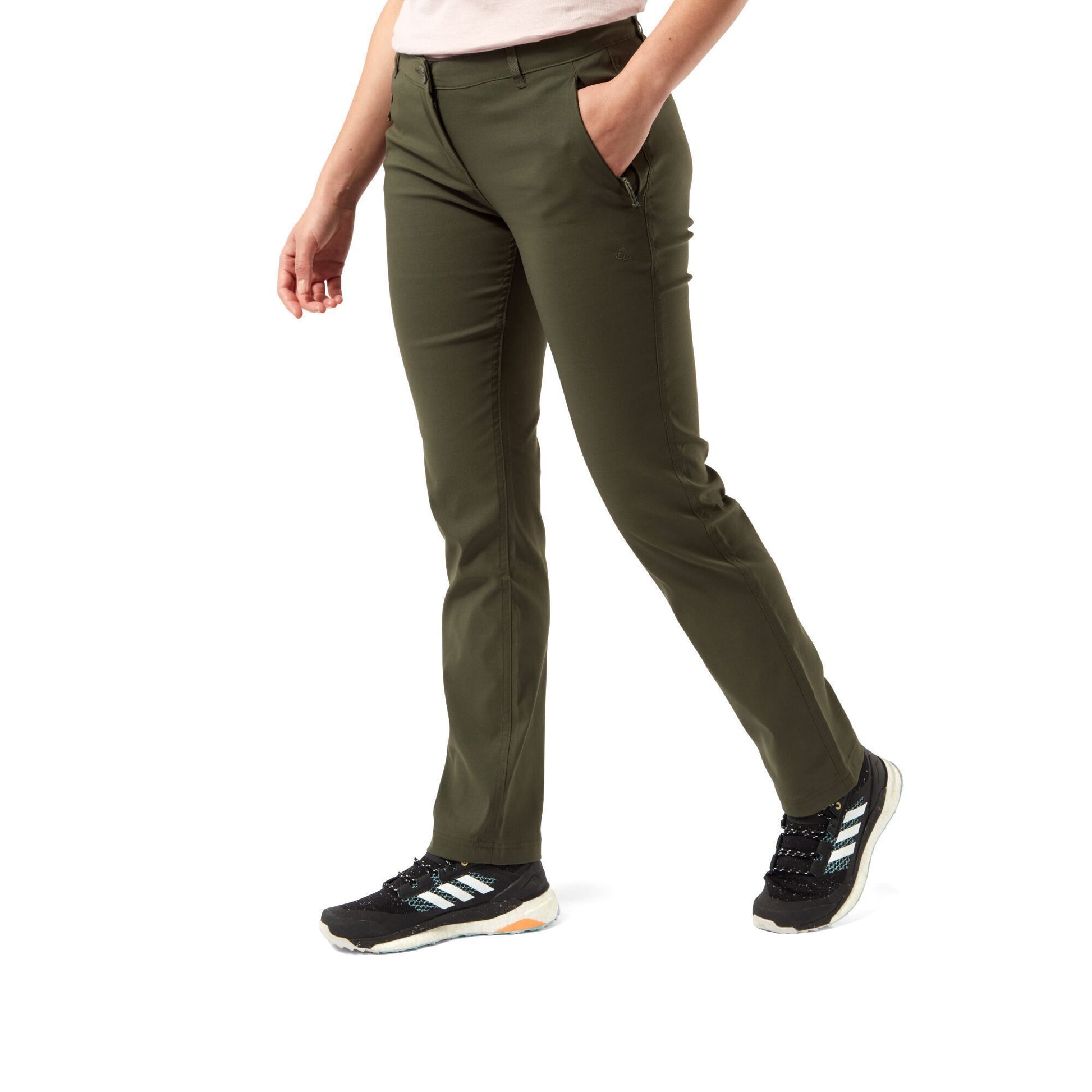 Khaki Green - Side - Craghoppers Womens-Ladies Kiwi Pro II Trousers