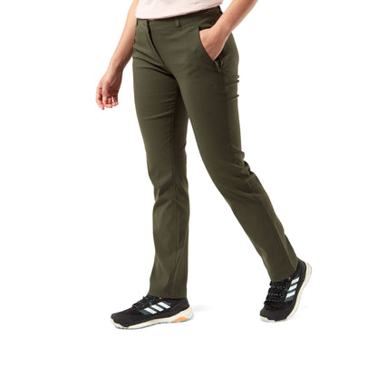 Khaki Green - Side - Craghoppers Womens-Ladies Kiwi Pro II Trousers